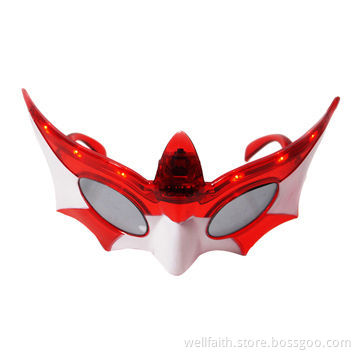 Fox Mask Style, LED Light Up Flashing Sunglasses, Red FrameNew